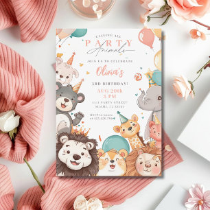 Invitación Llamando a Todos los Animales de la Fiesta Circo F