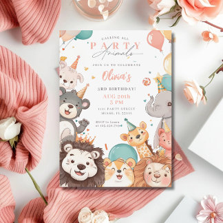 Invitación Llamando a Todos los Animales de la Fiesta Circo F
