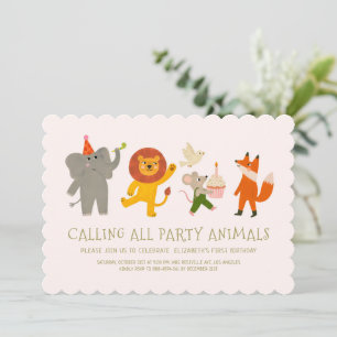 Invitación Llamando a todos los animales de la fiesta Cumplea
