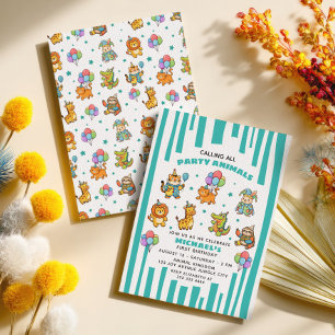 Invitación Llamando a Todos los Animales de la Fiesta Cumplea
