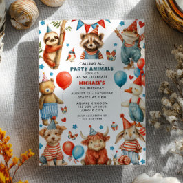 Invitación Llamando a todos los animales de la fiesta Cumplea