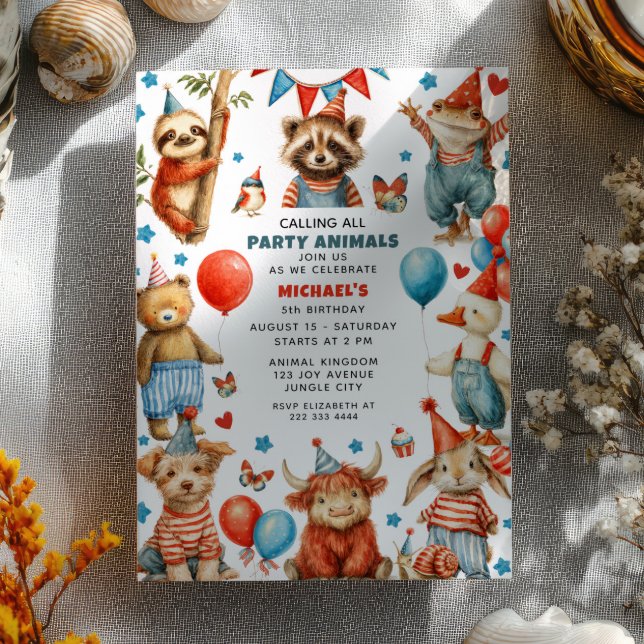 Invitación Llamando a todos los animales de la fiesta Cumplea (Subido por el creador)