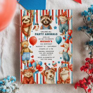 Invitación Llamando a todos los animales de la fiesta Cumplea