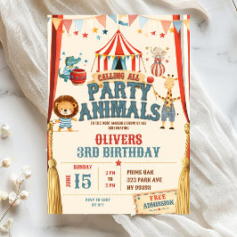 Invitación Llamando a todos los animales de la fiesta Cumplea