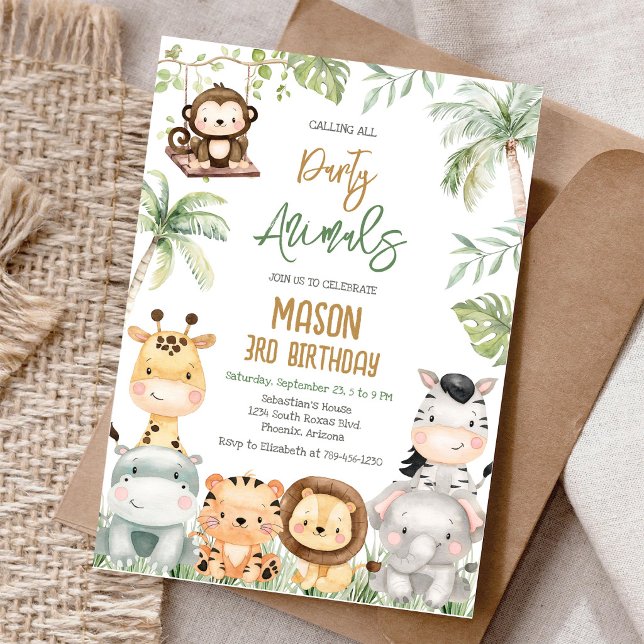 Invitación Llamando a todos los animales de la fiesta Cumplea (Subido por el creador)