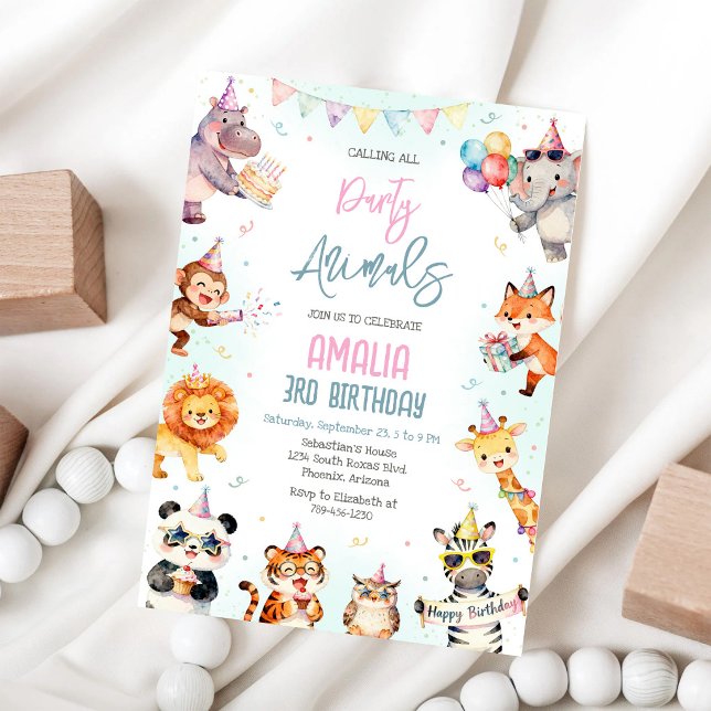 Invitación Llamando a todos los animales de la fiesta Cumplea (Subido por el creador)