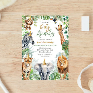 Invitación Llamando a todos los animales de la fiesta Cumplea