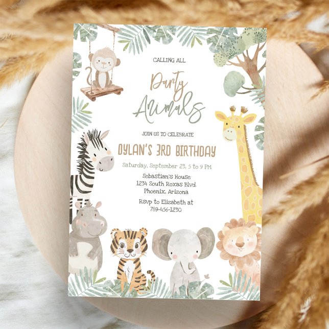 Invitación Llamando a todos los animales de la fiesta Cumplea (Subido por el creador)