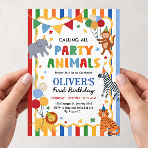 Invitación Llamando a todos los animales de la fiesta Cumplea