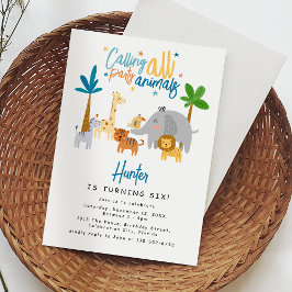 Invitación Llamando a Todos los Animales de la Fiesta Cumplea