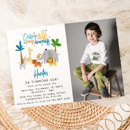 Invitación Llamando a todos los animales de la fiesta Foto Cu