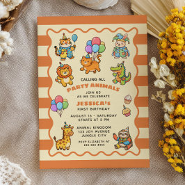 Invitación Llamando a todos los animales de la fiesta Lindo Z