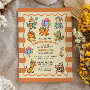 Invitación Llamando a todos los animales de la fiesta Lindo Z