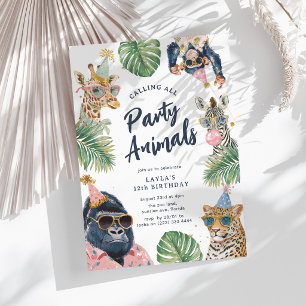 Invitación Llamando a todos los animales de la fiesta Safari