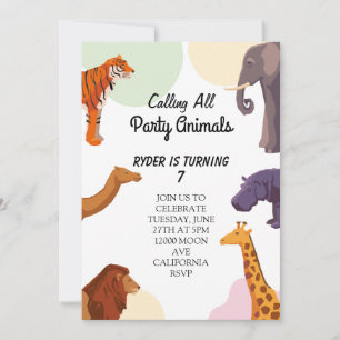Invitación Llamando a todos los animales Fiestas al cumpleaño