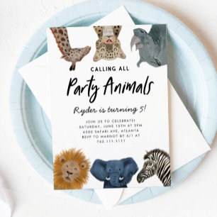 Invitación Llamando a todos los animales Fiestas al cumpleaño