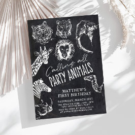 Invitación Llamando a todos los animales Fiestas Chalkboard C