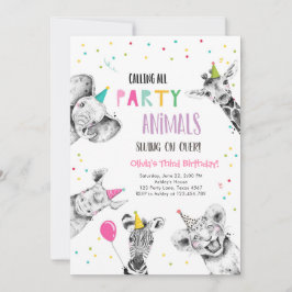 Invitación Llamando a todos los animales Fiestas Chica Safari
