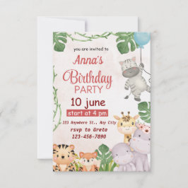 Invitación ¡Llamando a todos los animales Fiestas! Cumpleaños