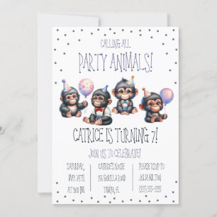 Invitación ¡Llamando a todos los animales Fiestas! Fiesta de