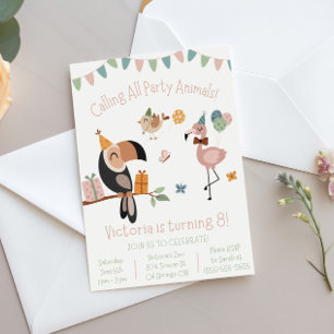 Invitación ¡Llamando a todos los animales Fiestas! Fiesta de 