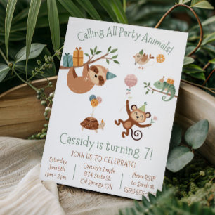 Invitación ¡Llamando a todos los animales Fiestas! Fiesta de 
