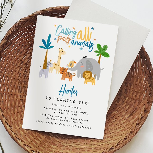 Invitación Llamando a todos los animales Fiestas Fiesta de cu (Subido por el creador)