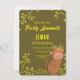 Invitación Llamando a todos los animales Fiestas Monkey Birth