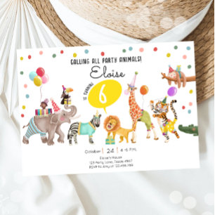Invitación Llamando a todos los animales Fiestas Safari Boy C