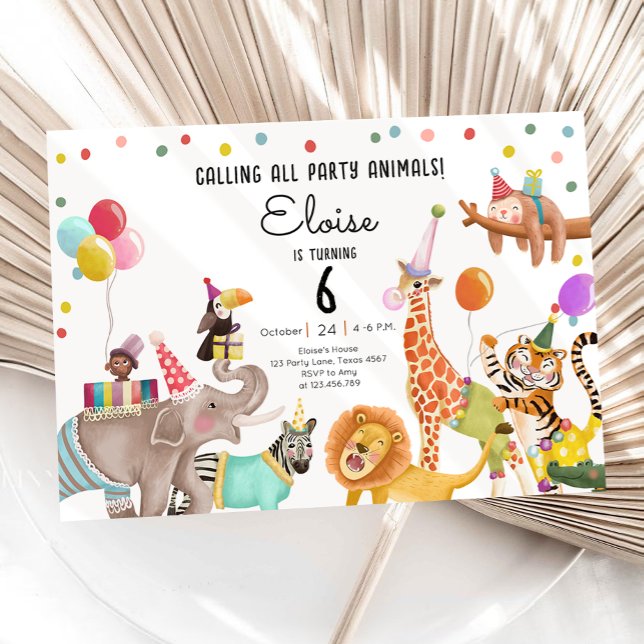 Invitación Llamando a todos los animales Fiestas Safari Boy C (Subido por el creador)