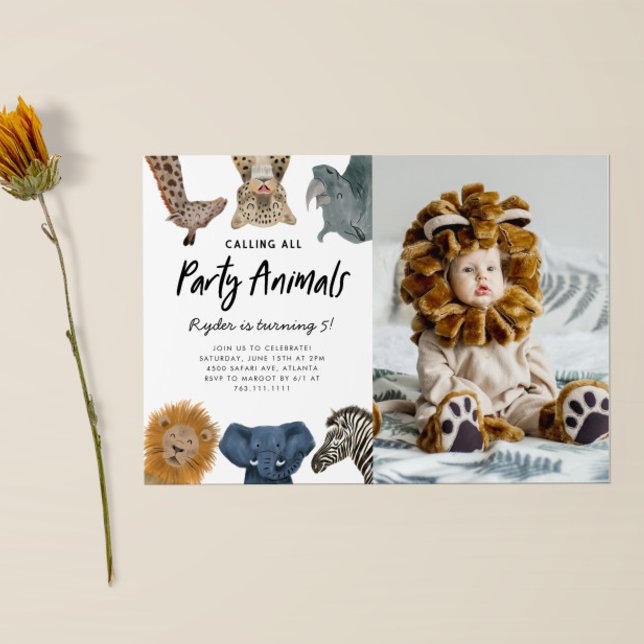 Invitación Llamando a todos los animales Fiestas Safari Foto  (Subido por el creador)