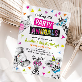 Invitación Llamando a todos los animales Fiestas Safari Zoo K