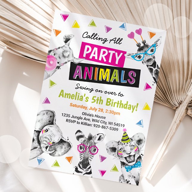 Invitación Llamando a todos los animales Fiestas Safari Zoo K (Subido por el creador)