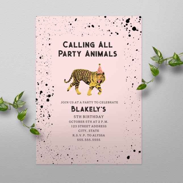 Invitación Llamando a todos los animales Fiestas Tigre, cumpl (Subido por el creador)