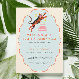 Invitación Llamando a todos los animales Fiestas Tigres niños