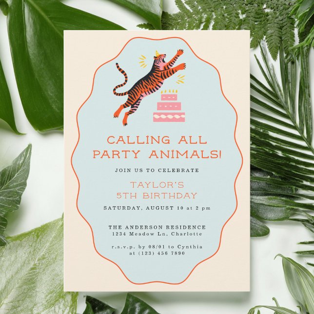 Invitación Llamando a todos los animales Fiestas Tigres niños (Subido por el creador)