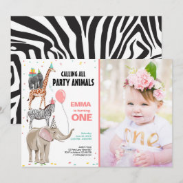 Invitación Llamando a todos los animales Fiestas Zoo Wild Chi