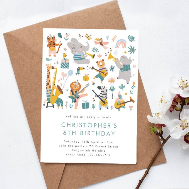 Invitación Llamando a todos los animales fiesteros Cumpleaños (Subido por el creador)