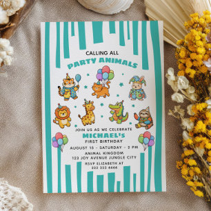 Invitación Llamando a todos los animales fiesteros Cumpleaños