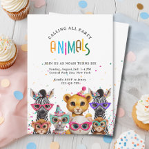 ¡Llamando a todos los animales fiesteros! Invitaci
