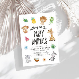 Invitación Llamando a todos los animales Safari Jungle Kids C