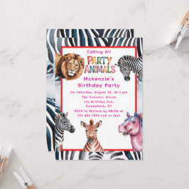Invitación Llamando a todos los Chicas de animales Fiestas fi