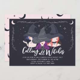 Invitación Llamando a todos los Chicas de las brujas Noche Ha