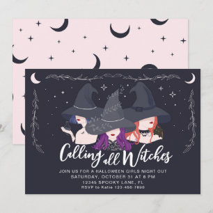 Invitación Llamando a todos los Chicas de las brujas Noche Ha