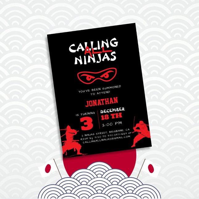 Invitación Llamando a todos los cumpleaños de Ninjas Silhouet (Subido por el creador)