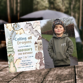 Invitación Llamando a todos los dragones color de agua foto d