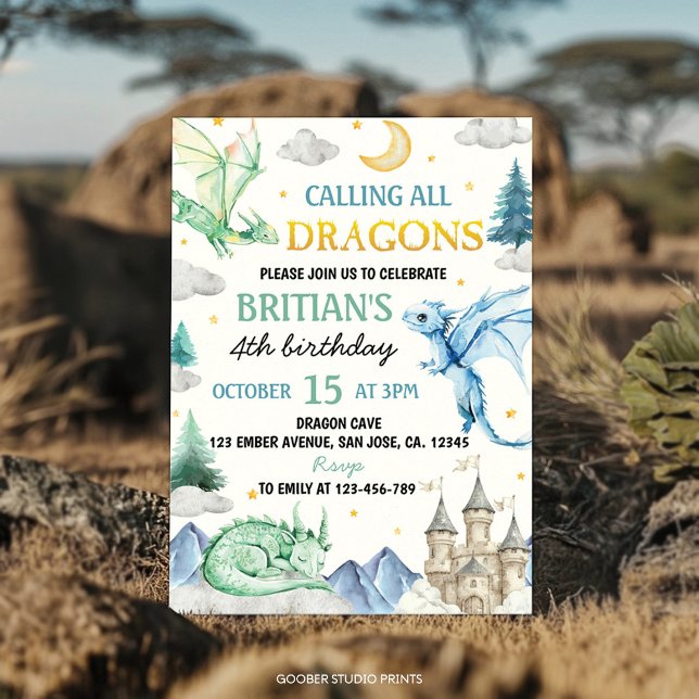 Invitación Llamando a todos los dragones Cumpleaños de niño a (Subido por el creador)