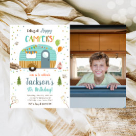 Invitación Llamando a todos los felices campistas Camping Boy