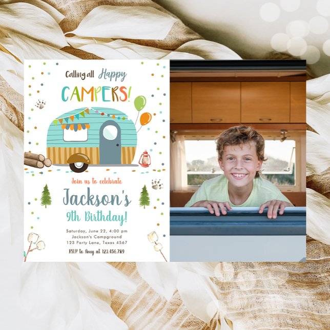 Invitación Llamando a todos los felices campistas Camping Boy (Subido por el creador)