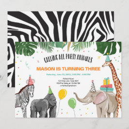 Invitación Llamando a todos los Fiestas animales zoológico sa